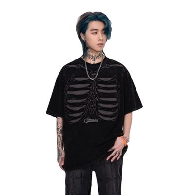 CEINOM Men's Hip Hop Short Sleeve T-Shirt Summer Oversized T-shirts Anime Dark Gothic Tee Shirt Goth Y2k Manga Top for Men (Black,Medium,Medium)