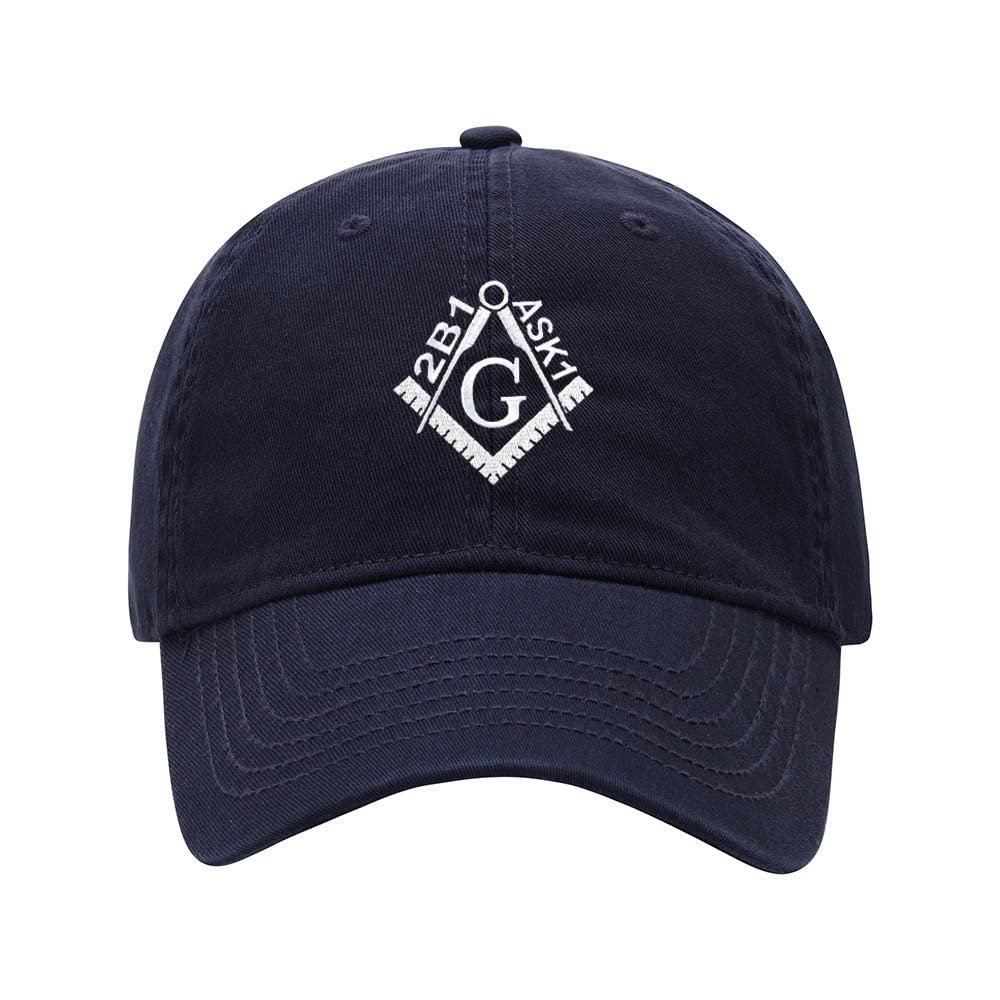 Baseball Cap Men Women 2B1 ASK1 Masonic Embroidered Unisex Classic Adjustable Strapback Dad Hat (7 1/2,Navy)