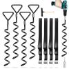 Trampoline Stakes 4 Pack - Heavy Duty Trampoline Anchors Kit - Screw In Ground Anchors High Wind with Straps for Trampolines(Black-4Pack) view 1