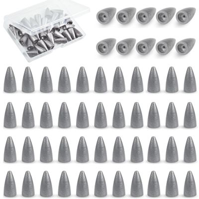 Bullet Fishing Weights Sinkers, 45 Pack Fishing Sinkers Worm Weights Sliding Fishing Sinkers for Bass Fishing Pitching and Flipping Texas Rigs Saltwater Freshwater Fishing Tackle