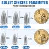 Bullet Fishing Weights Sinkers, 45 Pack Fishing Sinkers Worm Weights Sliding Fishing Sinkers for Bass Fishing Pitching and Flipping Texas Rigs Saltwater Freshwater Fishing Tackle view 2