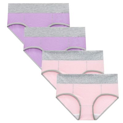 JiXiang Panties For Women Plus Size High Waist Solid Color Tummy Control Soft Stretch Underwear Full Coverage Ladies Panty