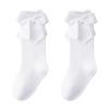 Angel Baby Knee High & Long Socks - Girls Bow Ruffled & Cotton Tube Stockings, Infant Dress Socks (White, 2 Pairs, 0-6 Months) view 1