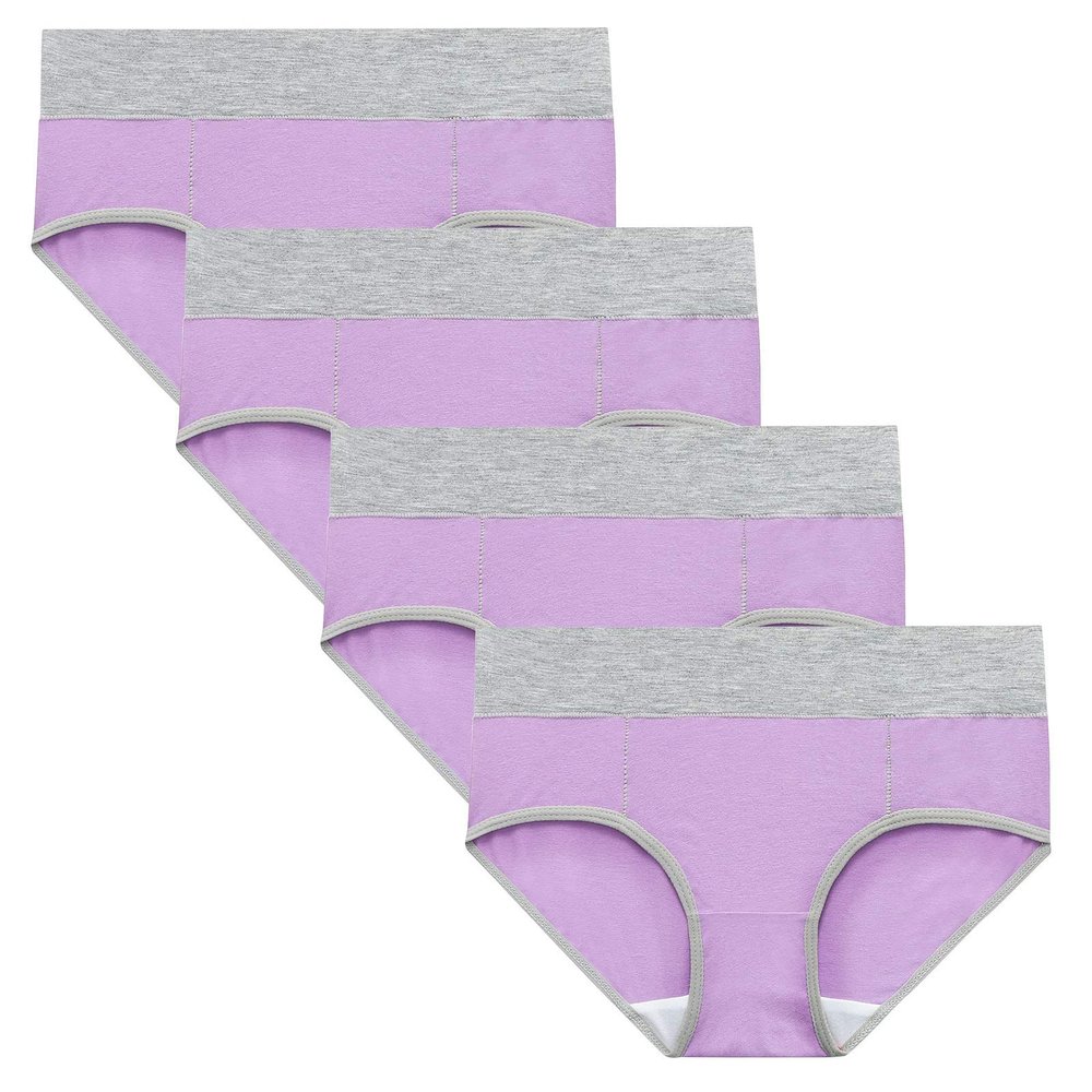 JiXiang Panties For Women Plus Size High Waist Solid Color Tummy Control Soft Stretch Underwear Full Coverage Ladies Panty