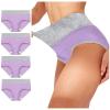 JiXiang Panties For Women Plus Size High Waist Solid Color Tummy Control Soft Stretch Underwear Full Coverage Ladies Panty view 2