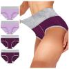 JiXiang Panties For Women Plus Size High Waist Solid Color Tummy Control Soft Stretch Underwear Full Coverage Ladies Panty view 2