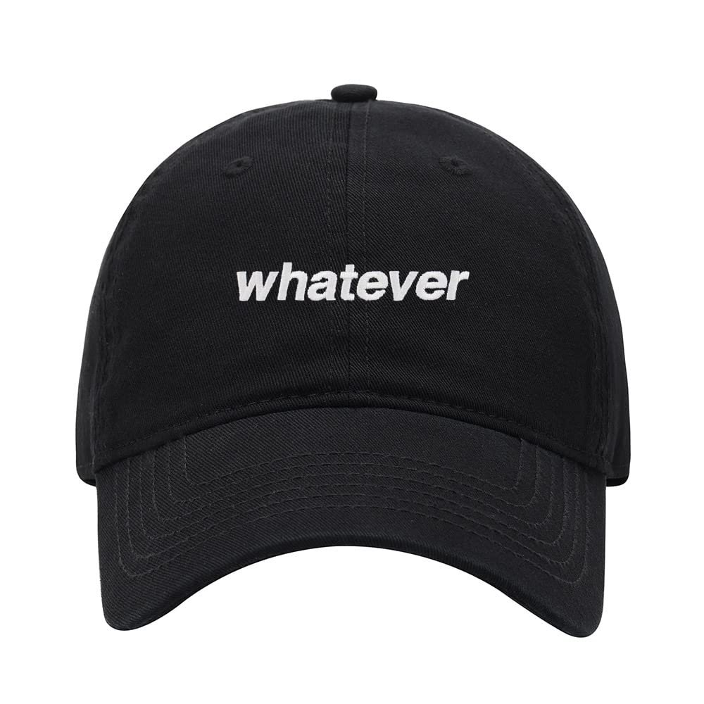 Baseball Cap Men Women Whatever Embroidered Unisex Classic Adjustable Strapback Dad Hat (7 1/2,Black)