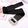 Tgirls Women's Rhinestone Elastic Belt Crystal Stretchy Wide Belt for Dresses Fashion Vintage Waist Belts (Medium) view 4