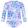 Bathing Suits for Girls 10-12 Years Old Blue Tie Dye Long Sleeve Swimsuit Rash Guard with UPF 50+ Sun Protection view 1