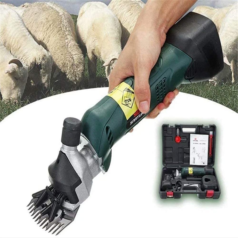 Sheep Shearing Machine High-Performance Professional Cordless Electric Clipper Sheep Shears 200W & 4000 Mah Battery Wool Shears Scissors Wool Fiber Buffer Battery Free Case (C)