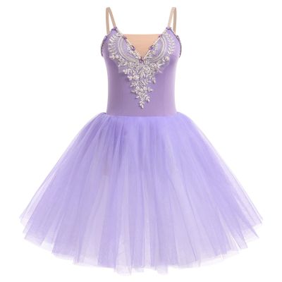 Ballerina Costume Women, Swan Lake Ballet Costumes Adult Ballet Leotard Tutu Dress Mesh Tulle Puffy Skirt Long Dance Dresses Ballerina Dancewear Professional Competition Stage Performance Purple M