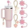 ANLABESY Compatible with Stanley Cup Accessories, 3PCS Hot Pink Straw Toppers for Stanley Cup Straw Cover Cap, 2PCS Cute Letter for 30&40 Oz Tumbler with Handle(H) view 1