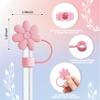 ANLABESY Compatible with Stanley Cup Accessories, 3PCS Hot Pink Straw Toppers for Stanley Cup Straw Cover Cap, 2PCS Cute Letter for 30&40 Oz Tumbler with Handle(H) view 2