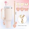 ANLABESY Compatible with Stanley Cup Accessories, 3PCS Hot Pink Straw Toppers for Stanley Cup Straw Cover Cap, 2PCS Cute Letter for 30&40 Oz Tumbler with Handle(H) view 3