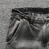Men's Summer Cargo Jean Shorts Distressed Wash Straight Denim Shorts Mid Waist Lightweight Cotton Short Jeans (Black Grey,38) view 4