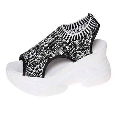 DDWRGD Summer Women Sandals, Wedge Open Toe Platform Sandals Casual Mesh Thick Soled Comfortable Sport Sandals (Grey,6)