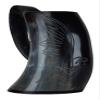 Historical Horn Mug Unique Handmade Polished Viking Drinking Horn Mug with Eagle Design for Mead and Ale view 1