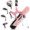GYMAX Kids Golf Club Set, Right Handed Complete Set for Children with 4/6 Clubs & Stand Bag, Toddler Youth Clubs for Boys & Girls, Junior Golf Set (Pink, 8-10) view 1
