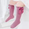 Angel Baby Knee High & Long Socks - Girls Bow Ruffled Knee Socks, Cotton Tube Stockings & Dress Socks for Infants, 0-6 Months (Black, White, Grey, 3 Pairs) view 3