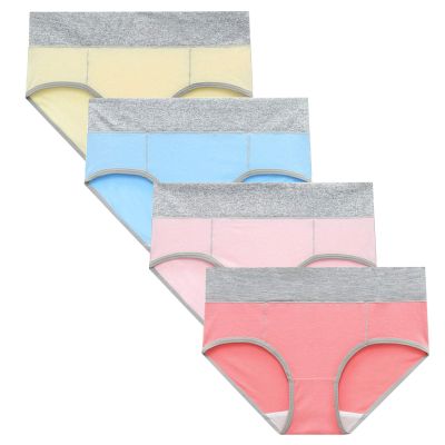 JiXiang Panties For Women Plus Size High Waist Solid Color Tummy Control Soft Stretch Underwear Full Coverage Ladies Panty