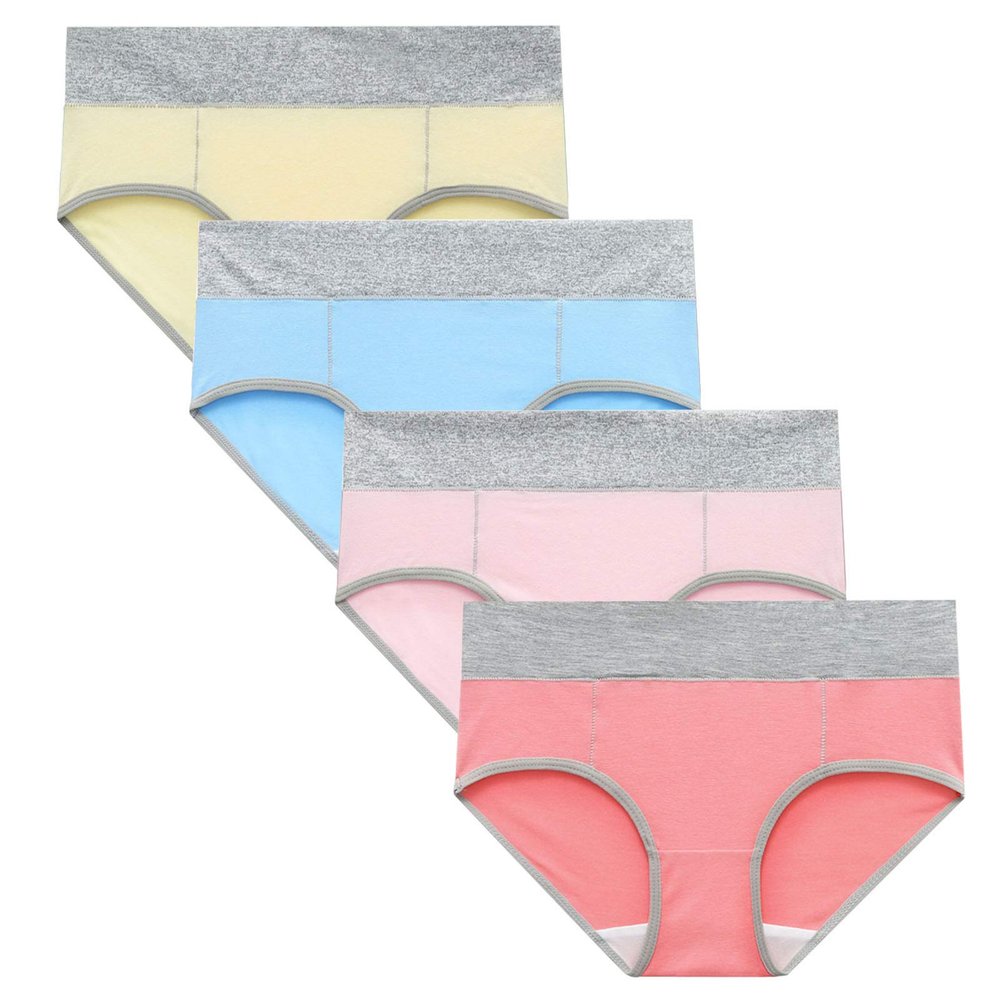 JiXiang Panties For Women Plus Size High Waist Solid Color Tummy Control Soft Stretch Underwear Full Coverage Ladies Panty