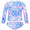 TENVDA Bathing Suits for Girls 9-10 Years Old Blue Tie Dye Swimsuit Quick Dry Two Piece Long Sleeve Rash Guard Swimwear view 2