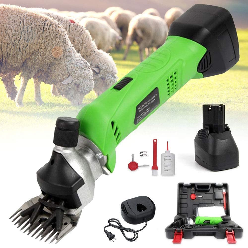 Generic Sheep Shears Electric Clipper Cordless, Portable Goat Clippers 6500mah Rechargeable, for Shaving Fur Wool in Alpacas, Llamas and Other Farm Livestock Pet,Green (Green)