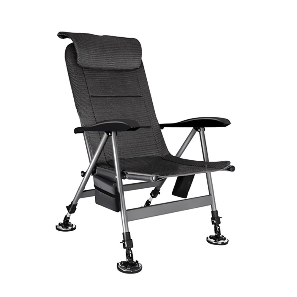 ROMLN Fishing Chair Recliner Folding Fishing Chair with Adjustable Pillow Backrest Legs Camping Beach Fly Fishing Stool Sleeping Bed Outdoor Fishing Chair