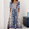 Akivide Women Boho Short Sleeve Tshirt Maxi Dress Floral Print Summer Casual Plus Size Flowy Beach Loose Long Tunic Dress with Pocket view 2