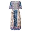 Akivide Women Boho Short Sleeve Tshirt Maxi Dress Floral Print Summer Casual Plus Size Flowy Beach Loose Long Tunic Dress with Pocket view 3