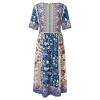Akivide Women Boho Short Sleeve Tshirt Maxi Dress Floral Print Summer Casual Plus Size Flowy Beach Loose Long Tunic Dress with Pocket view 4
