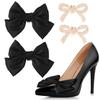 lasuroa 4pcs Bow Shoe Clips, Detachable Bowknot Shoe Clips for Women Bow Shoe Buckles Rhinestone Shoe Clips Bow Knot Shoe Charms for Heels for Wedding Bridal Party Daily Wearing (Black, Golden) view 1