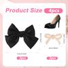 lasuroa 4pcs Bow Shoe Clips, Detachable Bowknot Shoe Clips for Women Bow Shoe Buckles Rhinestone Shoe Clips Bow Knot Shoe Charms for Heels for Wedding Bridal Party Daily Wearing (Black, Golden) view 2