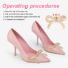 lasuroa 4pcs Bow Shoe Clips, Detachable Bowknot Shoe Clips for Women Bow Shoe Buckles Rhinestone Shoe Clips Bow Knot Shoe Charms for Heels for Wedding Bridal Party Daily Wearing (Black, Golden) view 4