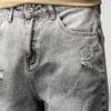 JEsilunmaMY Men's Fashion Ripped Denim Shorts Distressed Slim Fit Summer Hot Short Pants Outdoor Washed Cargo Short Jeans (Grey1,32) view 4