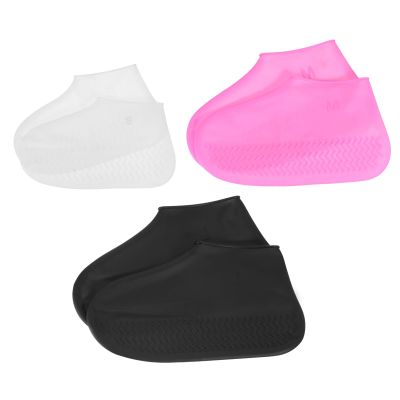 PATIKIL S/M/L Waterproof Silicone Shoe Cover, 3 Pairs Reusable Non-Slip Overshoes Rain Shoes Cover Protectors Galoshes for Outdoor Rain Snow, White Pink Black