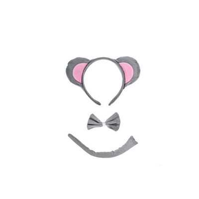 2sets Mouse Cosplay Set Plush Ear Headband Bow Tie Tail Accessories for Boy Girl for Parties Fashion Shows Cosplay Events Fits Girls