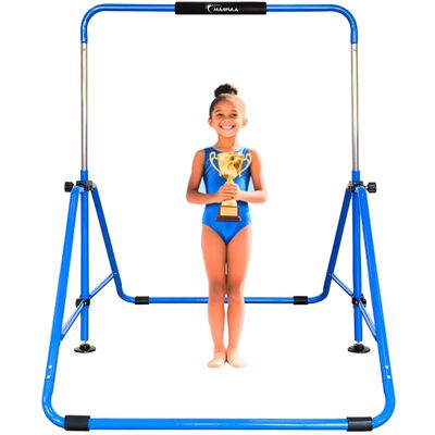 MARFULA Kip Bar Folding Gymnastic Bar with 5 FT Base Length 9 Height Levels Gymnastic Training Bar for Girls and Boys Between 3-9 Years Old At Home and Club Use