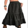 chouyatou Women's Summer Flowy Lace Spliced Tiered Maxi Long Skirt Boho Casual Pleated Swing Beach Skirt (X-Small, Black) view 1