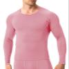 SPVISE Pink Compression Shirt Men Cool Dry Long Sleeve Performance Athletic Workout Shirts Active Sports Running T-Shirts Top view 2