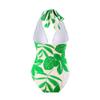 ABOCIW One Piece Swimsuit for Women with Swim Cover up Sarong Wrap Skirt Floral Printed Halter Neck Tummy Control Bathing Suit Monokini Two Piece Swimwear Green Small view 3