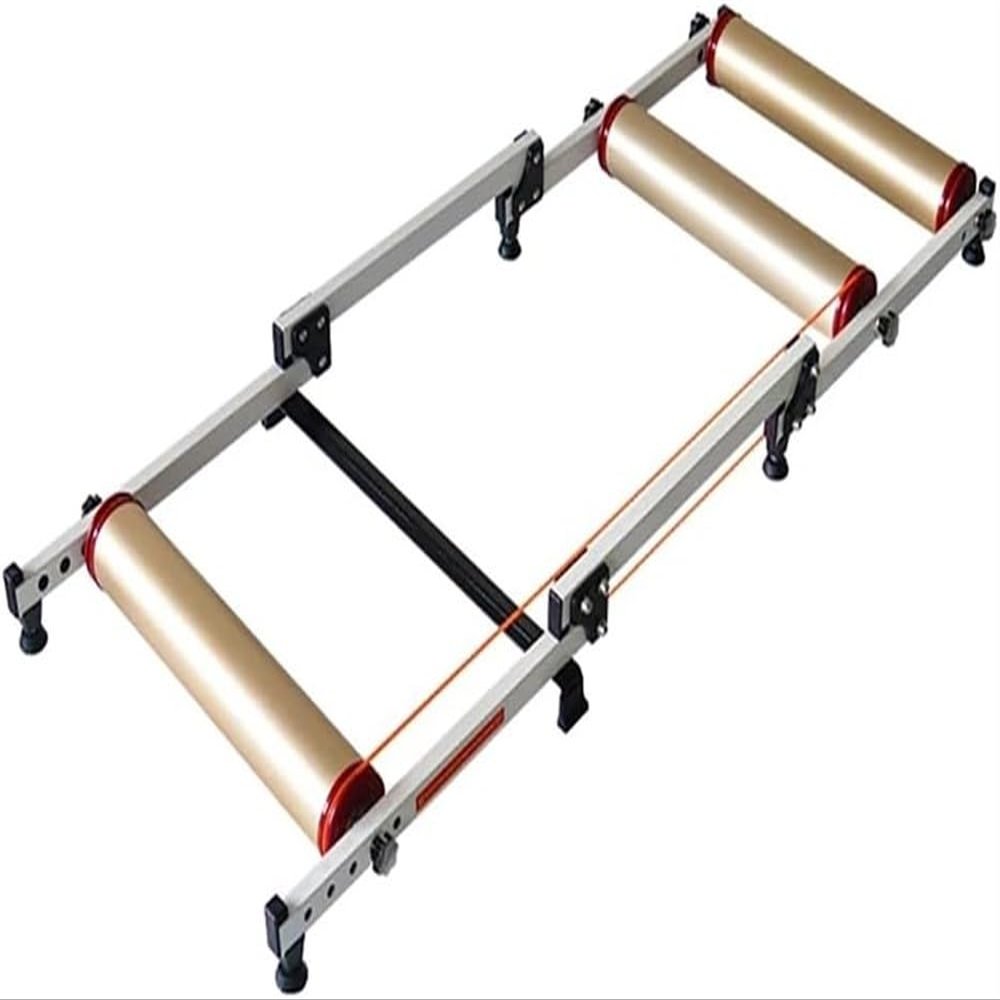 ZQJYMXM Adjustable Bike Trainer Stand Bike Roller Trainer, for 24-27.5" Mountain Bike, 700C Road Bike Roller Bike, Folding Bicycle Trainers, Low Noise(Gold)