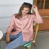 Chigant Button Up Shirts for Ladies Casual Elegant Long Sleeve Satin Silk Blouse Dressy Top Dark Pink view 2