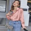 Chigant Button Up Shirts for Ladies Casual Elegant Long Sleeve Satin Silk Blouse Dressy Top Dark Pink view 3