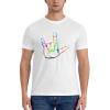 ASL I Love You Sign Language Shirts Men's Crewneck T-Shirts Athletic T Active Short-Sleeve Tops White view 3