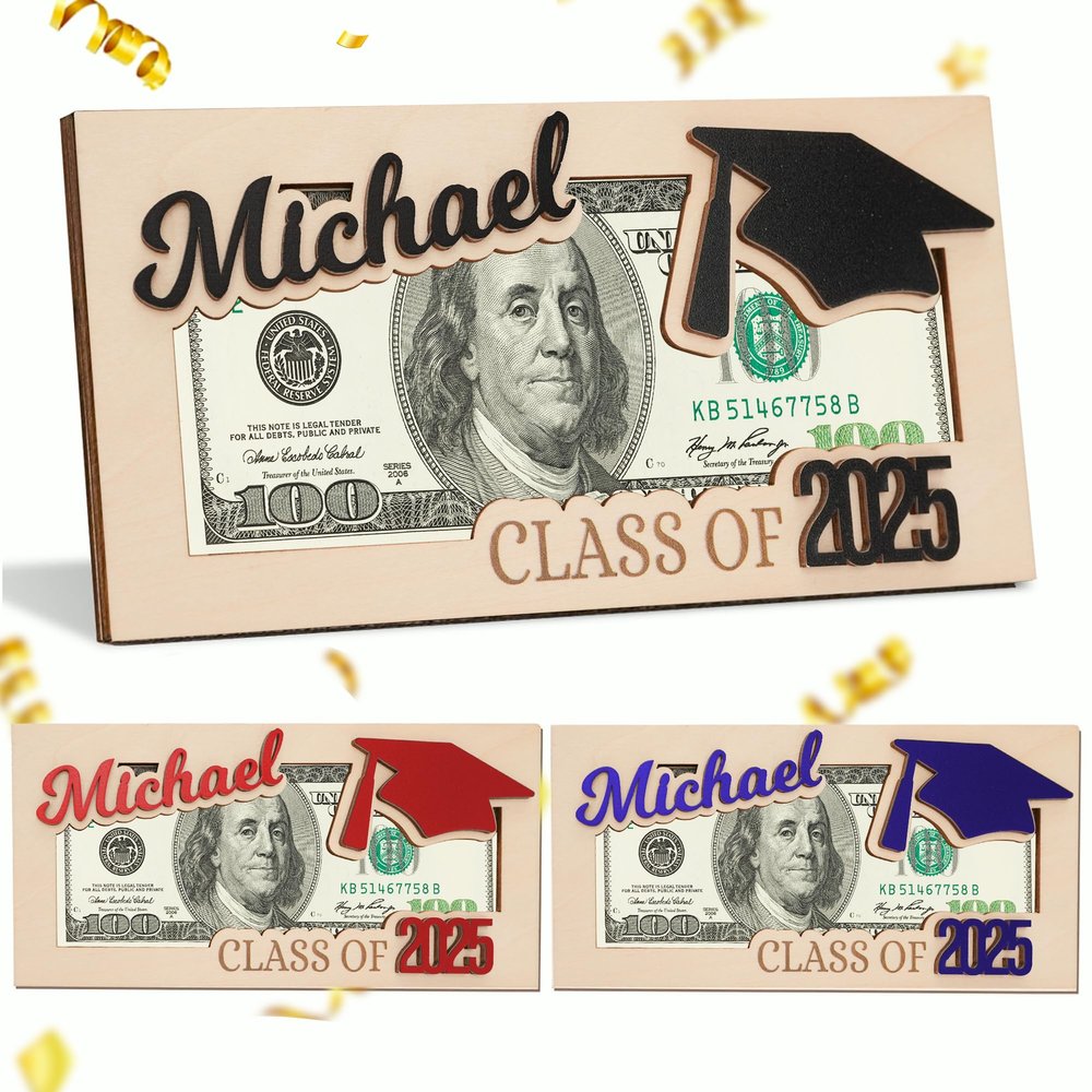 2025 Personalized Graduation Money Holder with Custom Name and Year, Personalized Graduation Gifts, Hanging Double-Layer Cash Holders, Graduations Party Supplies