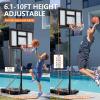 Sweetcrispy Portable Basketball Hoop Outdoor 6.1-10ft Adjustable Height, 44 Inch Shatterproof Backboard/Shock Absorbent Rim, Fillable Base, 2 Wheels for Backyard/Driveway view 4