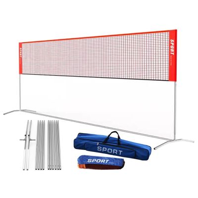 ZOLUR Portable Badminton Net Set with Storage Bag, Stainless Steel Volleyball Tennis Nets Rack, for Park Backyard Gym (Color : Red, Size : 6.1m/20ft)