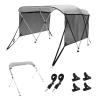 VEVOR 3 Bow Bimini Top Boat Cover, Detachable Mesh Sidewalls, 600D Polyester Canopy with 1" Aluminum Alloy Frame, Includes Storage Boot, 2 Support Poles, 2 Straps, 6'L x 46" H x 79"-84" W, Light Grey view 1