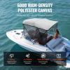 VEVOR 3 Bow Bimini Top Boat Cover, Detachable Mesh Sidewalls, 600D Polyester Canopy with 1" Aluminum Alloy Frame, Includes Storage Boot, 2 Support Poles, 2 Straps, 6'L x 46" H x 79"-84" W, Light Grey view 3